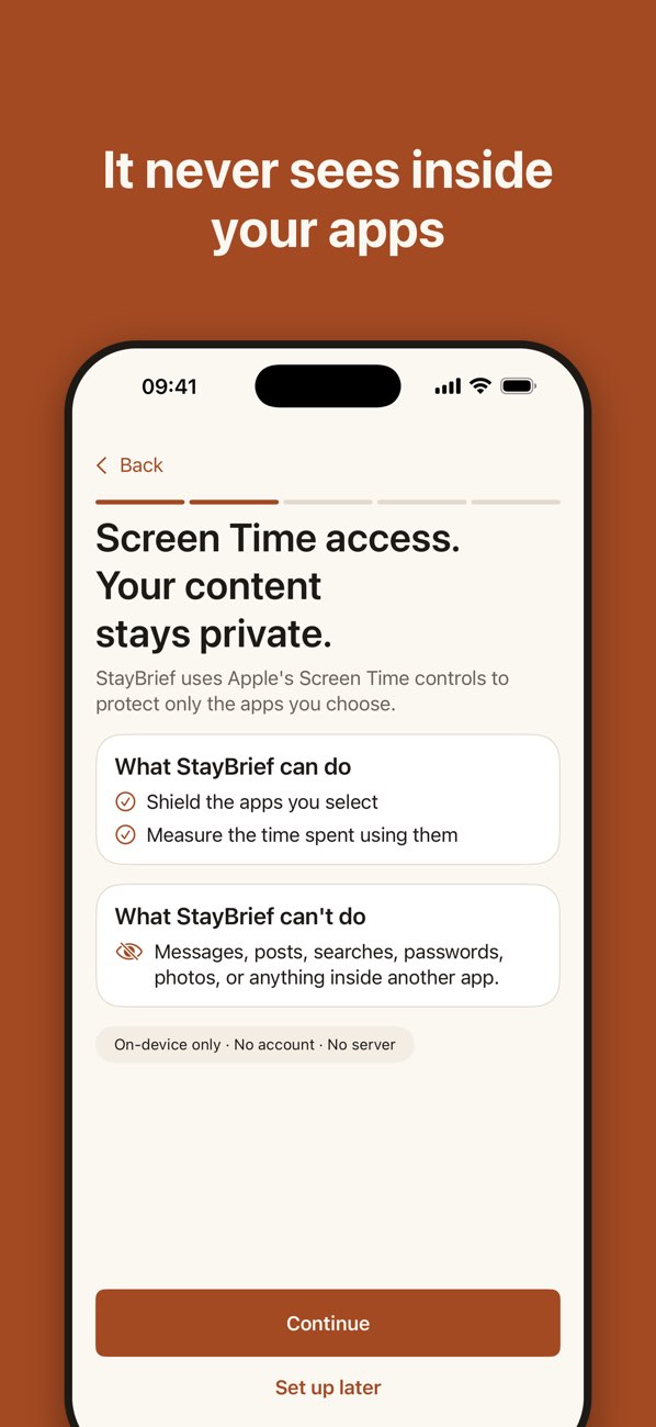 App Blocker: StayBrief — Screen Time access explained, including what StayBrief can and cannot do.